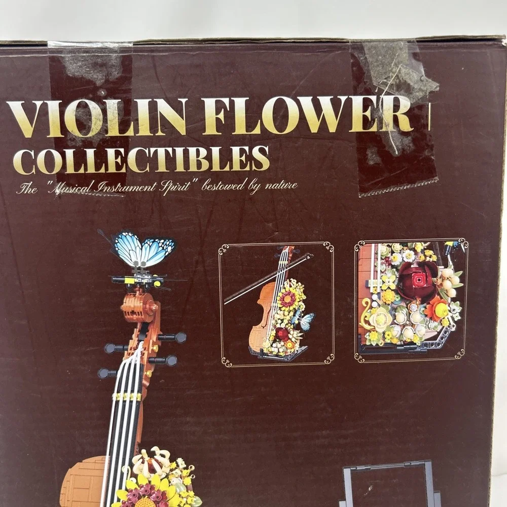 Violin Flower Butterfly Mini Guitar Blocks Building Set Collectibles House Deco